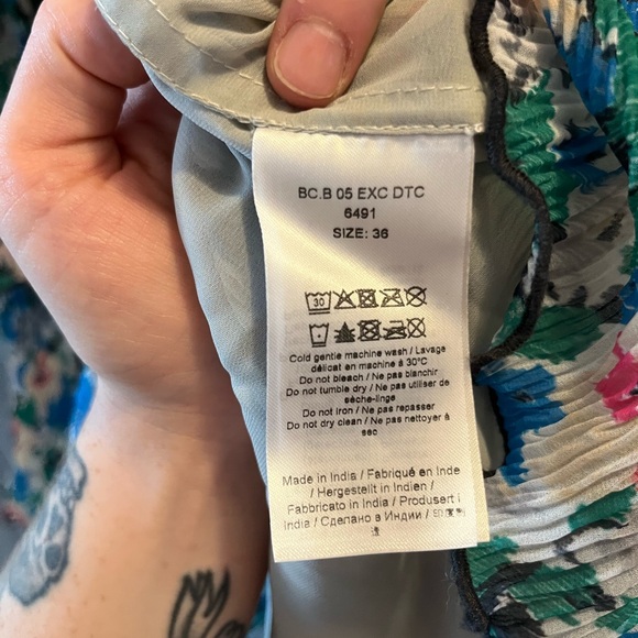 GANNI Pleated Georgette Flounce Smock Midi Dress - Picture 3 of 3